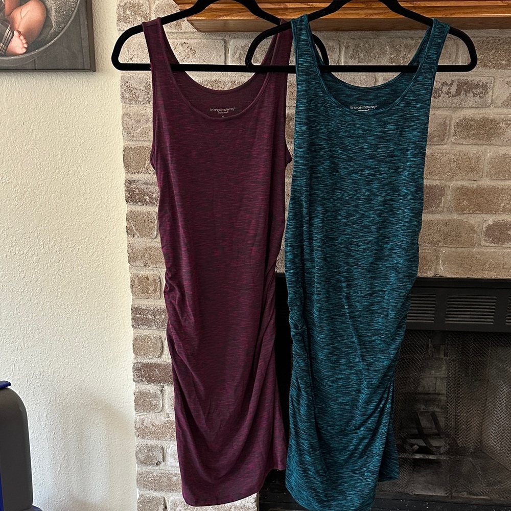 Liz Lange 2 Maternity Comfort Ruched Dresses Size XS